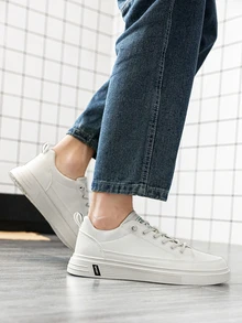 Men Letter Graphic Ren Up Design Giày thể thao nhẹ thoáng khí, Giày trượt băng thể thao cho hoạt động ngoài trời - Màu be - Xem 6