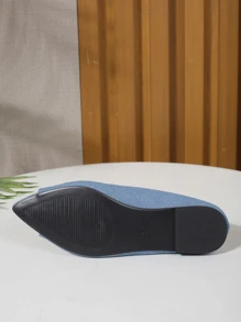 Women Peep Toe Mule Sandals, Fashion Blue Flat Sandals - Blue - View 6