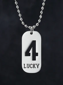 1入組極簡時尚幸運數字項鍊 - 銀色 - 查看 6