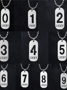 1入組極簡時尚幸運數字項鍊 - 銀色 - 查看 1