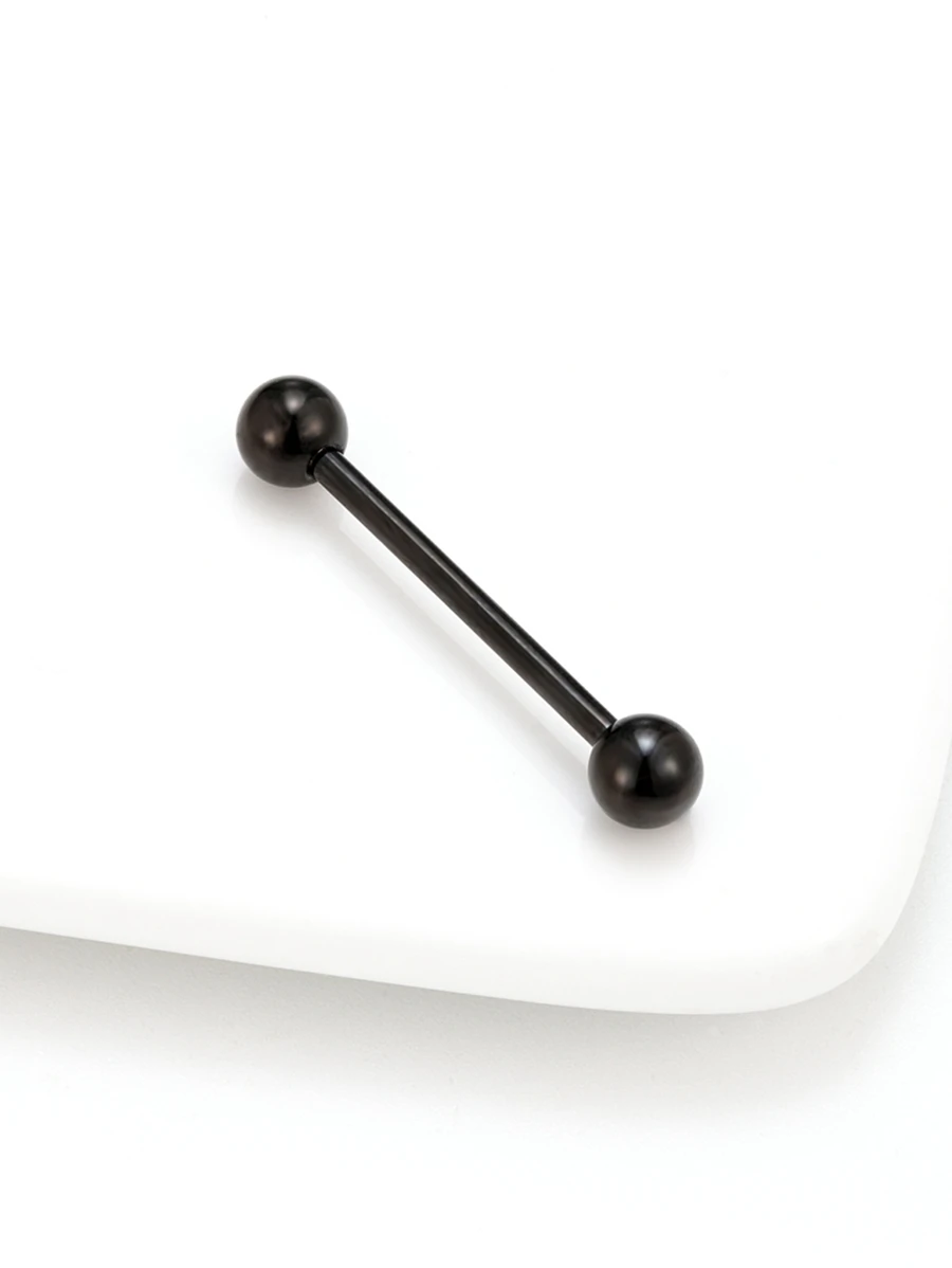 1入組時尚朋克風格鈦直槓鈴，帶5毫米球，適用於耳朵、軟骨、耳屏、舌頭穿孔，男女皆宜，度假性感穿孔首飾，派對禮物，12-20毫米 - 黑色 - 查看 1