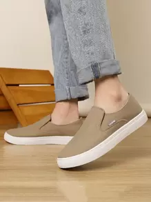 Men's Summer Slip-on Loafers, British Style - Beige - View 1