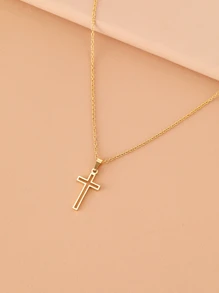 Aomogo Stainless Steel Necklace For Women Lover's Gold And Rose Gold Color Chain Cross Necklace Small Cross  Jewelry - Gold - View 4