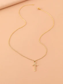 Aomogo Stainless Steel Necklace For Women Lover's Gold And Rose Gold Color Chain Cross Necklace Small Cross  Jewelry - Gold - View 5