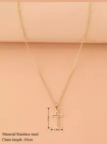 Aomogo Stainless Steel Necklace For Women Lover's Gold And Rose Gold Color Chain Cross Necklace Small Cross  Jewelry - Gold - View 6
