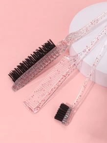 Rat Tail Comb, 3Pcs Glitter Hair Styling Comb Set Pointed Tail Comb & Dual-Ended Edge Control Brush Loose Powder Fluffy Styling Comb Set Hair Brush,Hair Brush,Comb,Hair Tools,Hair Products And Accessories For Barber Salon Beauty Travel Essentials,Back To School,Travel Holiday Essentials,Hair Accessories For Women