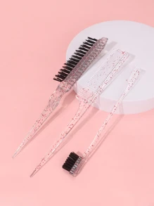 Rat Tail Comb, 3Pcs Glitter Hair Styling Comb Set Pointed Tail Comb & Dual-Ended Edge Control Brush Loose Powder Fluffy Styling Comb Set Hair Brush,Hair Brush,Comb,Hair Tools,Hair Products And Accessories For Barber Salon Beauty Travel Essentials,Back To School,Travel Holiday Essentials,Hair Accessories For Women