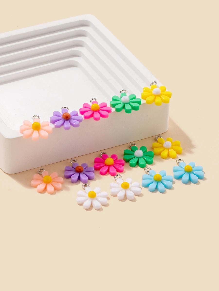 14pcs Charms Flower Sunflower Daisy 18x18mm Pendant Crafts Making Findings Handmade Artificial Jewelry DIY For Earrings Necklace - Multicolor - View 1