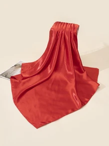 1pc Solid Satin Bandana Minimalist Square Scarf Bandana, Hair Band, Head Band Ideal For Dressing Up Your Look, Beach, Holiday, Travel Essential - Red - View 2