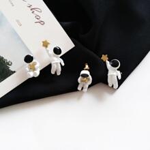 1 Paar Ohrringe mit Empfindlich & süß Stil asymmetrisch, Kosmos & Stern Design, Kreativ