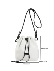 休闲水桶包女尼龙布包时尚轻便抽绳水桶包粗绳单肩斜挎包学生包