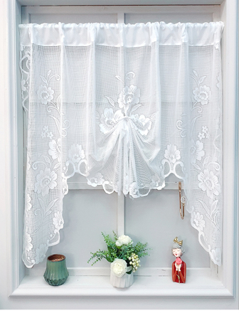 1pc American Countryside Style White Lace Flower Shaped Adjustable Lift Sheer Curtain
