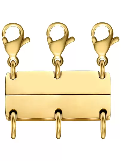 قلادة الطبقات مشبك - 3طبقات مغناطيسي ذهب فضه , مثالي الى قلادة بطبقات فاصل و قلادة موسع