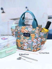 meetself 1 Miếng Vải Oxford Cách nhiệt Túi hộp ăn trưa Với Dung lượng lớn Và Tay cầm Top - Màu xanh lá cây đậm - Xem 2