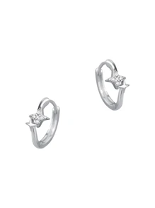 时尚 1 件 925 纯银星形耳扣高级闪亮设计适合女性女孩珠宝礼物