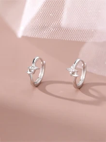 时尚 1 件 925 纯银星形耳扣高级闪亮设计适合女性女孩珠宝礼物