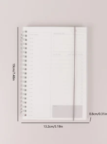 1pc Pp Notebook, Minimalist Semi-Transparent Cover Self-Discipline Check-In Schedule Coil Notebook Back To School - White - View 2