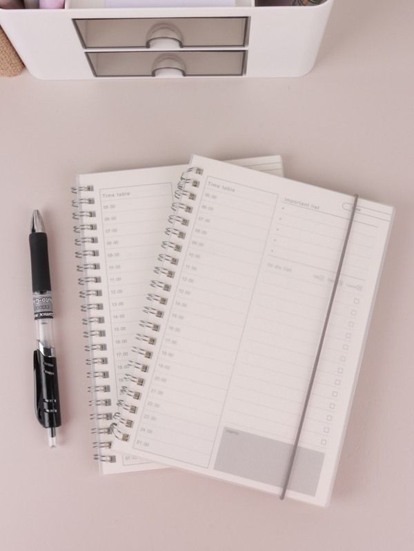 1pc Pp Notebook, Minimalist Semi-Transparent Cover Self-Discipline Check-In Schedule Coil Notebook Back To School