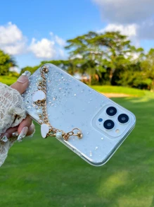 Ốp điện thoại đính kim sa có dây đeo tay, phiên bản quốc tế, không phải phiên bản nội địa. - trắng - Xem 3