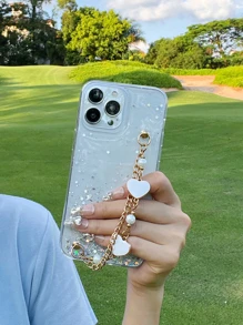 Ốp điện thoại đính kim sa có dây đeo tay, phiên bản quốc tế, không phải phiên bản nội địa. - trắng - Xem 2