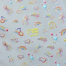 彩虹雲5D情人白雲網紅指甲貼紙裝飾指甲套裝5D指甲貼紙指甲魅力DIY