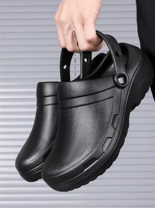Men's Black Slip Resistant Work Shoes With Waterproof Design - Black - View 3