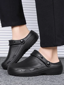 Men's Black Slip Resistant Work Shoes With Waterproof Design - Black - View 1