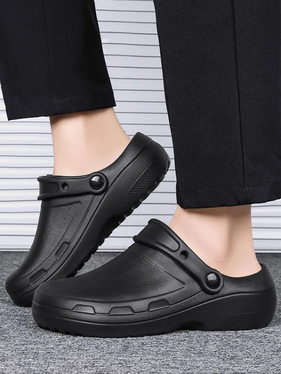 Men's Black Slip Resistant Work Shoes With Waterproof Design - Black - View 1