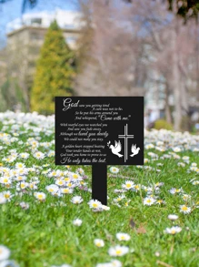 1入組亞克力紀念牌，個性化墓地標記黑色紀念花園樁戶外墓地裝飾 - 黑與白 - 查看 2