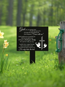 1入組亞克力紀念牌，個性化墓地標記黑色紀念花園樁戶外墓地裝飾 - 黑與白 - 查看 1