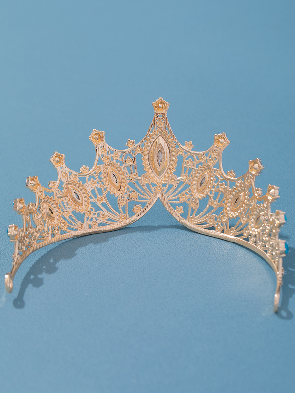 Gold Color Baroque Crown and Tiara Costume Rhinestones Wedding Queen Crown Princess Bridal
