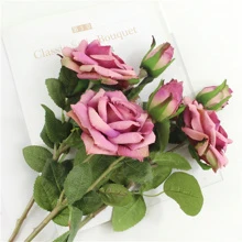 1Pc 2 Đầu Hoa Giả Màu Hồng Hoa Hồng Thân Dài Cho Gia Đình Trang Trí Đám Cưới Tiệc Bàn Nhà Bếp Đồ Trang Trí Trung Tâm DIY Cắm Hoa Giả Bó Hoa Cô Dâu - Hồng - Xem 8
