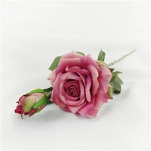 1Pc 2 Đầu Hoa Giả Màu Hồng Hoa Hồng Thân Dài Cho Gia Đình Trang Trí Đám Cưới Tiệc Bàn Nhà Bếp Đồ Trang Trí Trung Tâm DIY Cắm Hoa Giả Bó Hoa Cô Dâu - Hồng - Xem 5