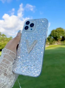 Vỏ điện thoại Sequin & Rhinestone - trắng - Xem 5