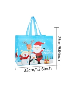 Bolsa de envoltura de regalo con patrón de Papá Noel de Navidad - Celeste - Ver 2