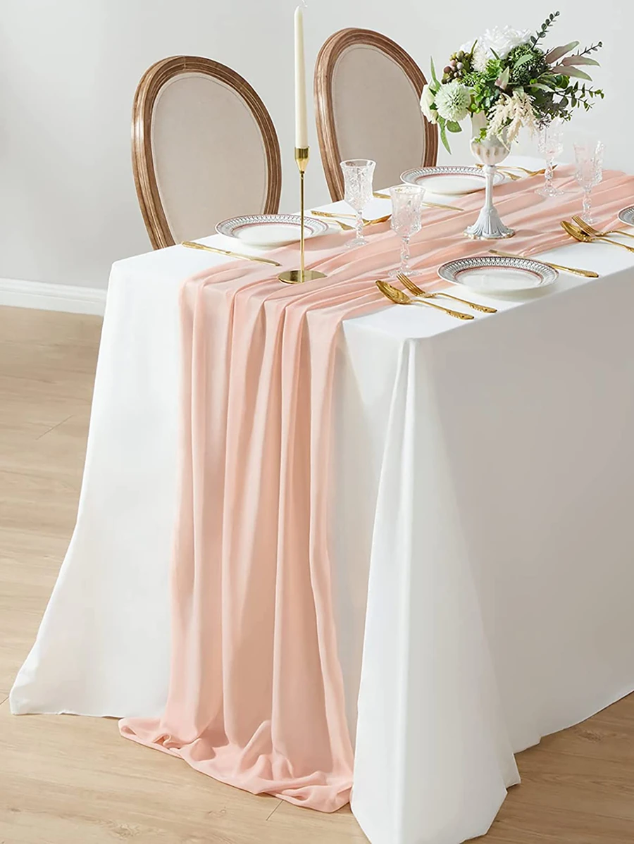 chiffon table runner for wedding & parties - Dusty Pink - View 1