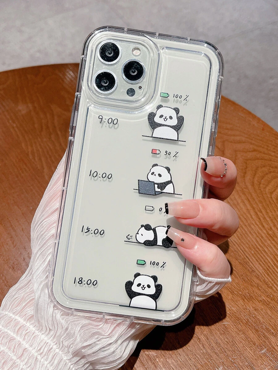 卡通熊貓印花透明手機殼 - 彩色 - 查看 1