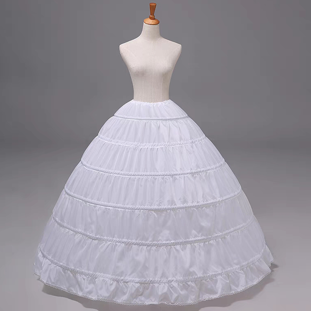 1pc Wedding Dress Petticoat Performance Costume, Princess Style With 6 Steel Rings, White Color, Crinoline Petticoat Long Inner Skirt, Dancewear Decoration With Lace Hem Halloween Fall Clothes For Women