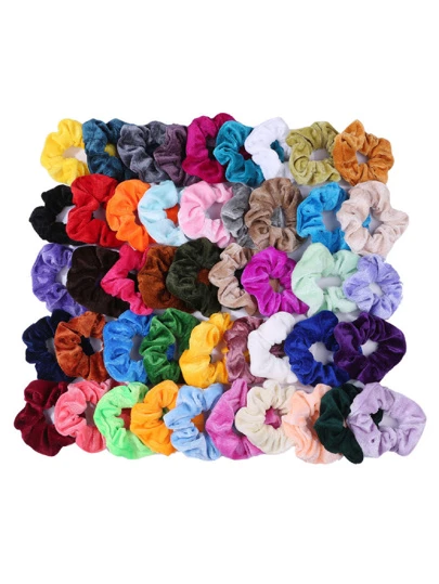 50个随机颜色纯色发圈，休闲多巴胺发圈，马尾辫发圈，橡皮筋发圈，发绳，弹性发圈，发饰，头饰，弹性发带