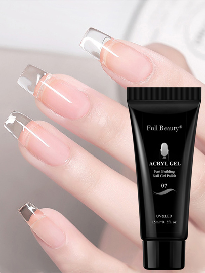 FULL BEAUTY أداة جل شفاف للتمديد الأظافر 15مل، جل أكريليك بدون ألم، سائل جل سريع الجيلي