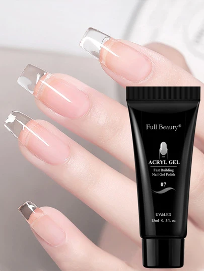 FULL BEAUTY 15毫升透明聚凝胶美甲延长丙烯酸凝胶无痛凝胶美甲快速液体果冻凝胶成型工具