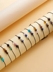 1 Đá Nhiều Màu Đính Hạt May Mắn Handmade Dệt Dây Cung Hoàng Đạo Thẻ Vòng Tay - Nhiều màu - Xem 2