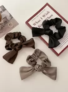 3pcs Bow Decor Scrunchies For Daily Use For Women Hairstyles Casual Cute Hair Ties Scrunchy Hair Ties, Gifts Ponytail Head Accessories Elastic Band Beauty Home Hair Accessories Hair Rubber Bands - Multicolor - View 5