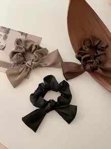 3pcs Bow Decor Scrunchies For Daily Use For Women Hairstyles Casual Cute Hair Ties Scrunchy Hair Ties, Gifts Ponytail Head Accessories Elastic Band Beauty Home Hair Accessories Hair Rubber Bands - Multicolor - View 6