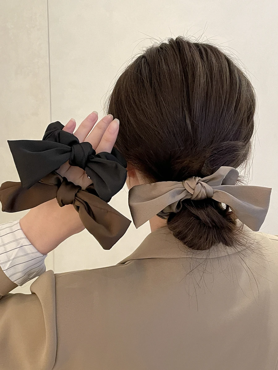 3pcs Bow Decor Scrunchies For Daily Use For Women Hairstyles Casual Cute Hair Ties Scrunchy Hair Ties, Gifts Ponytail Head Accessories Elastic Band Beauty Home Hair Accessories Hair Rubber Bands