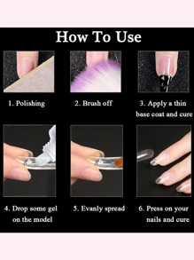 FULL BEAUTY 15毫升透明粉色延长凝胶，无痛凝胶，快速美甲液体果冻凝胶，美甲模具工具 - 淺粉色 - 查看 5