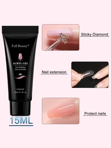 FULL BEAUTY 15毫升透明粉色延长凝胶，无痛凝胶，快速美甲液体果冻凝胶，美甲模具工具 - 淺粉色 - 查看 2