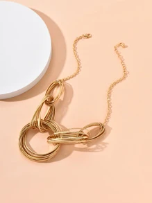 Asymmetrical Multi-Layer Necklace - Yellow Gold - View 2
