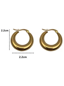 1 Cặp Hoa tai hình sừng bò mạ vàng bằng thép titan cổ điển Thiết kế xoắn ốc đa năng sang trọng và gợi cảm - Vàng - Xem 7