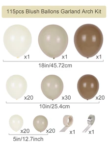 115 Cái Cà Phê Kaki Bong Bóng Cao Su Garland Arch Kit Wedding Birthday Party Decor - Nhiều màu - Xem 3